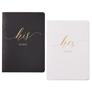 akitsuma vow books for wedding bride and groom booklet for wedding gift set of 2 (black + white/gold foil)
