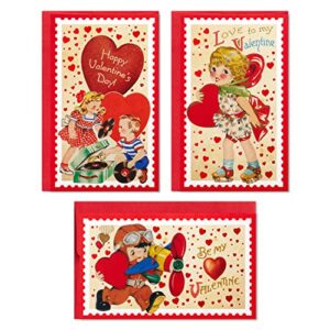 hallmark mini valentines day cards assortment, 18 cards with envelopes (vintage, be my valentine)