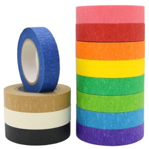 owlkela – 12 rolls colored masking tape 16 yard per roll, rainbow colors painters tape, colored painters tape, craft tape, labeling tape, paper tape for bullet journals, party decorations, diy craft