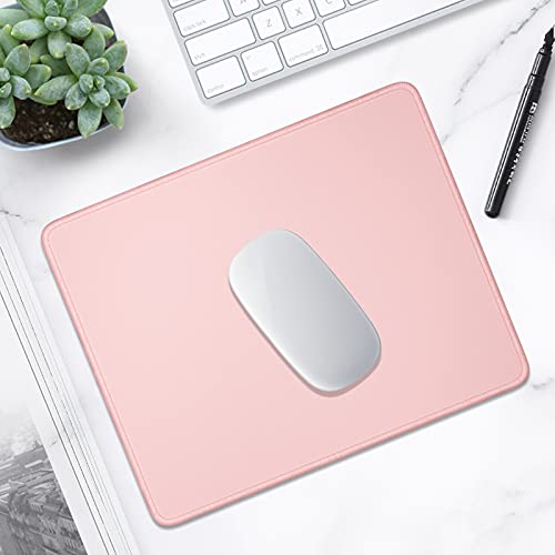 Hsurbtra Mouse Pad, Premium-Textured Square Mousepad 10.2 x 8.3 Inch, Stitched Edge Anti-Slip Waterproof Rubber Mouse Mat, Pretty Cute Mouse Pad for Office Gaming Laptop Women Kids Pink