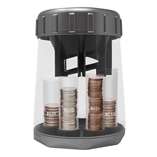 Digital Coin Counter Automatic Coin Sorter - 2020 Version - Digitally Keeps Count of and Automatically Sorts U.S. Coins into Individual Tubes with 20 Coin Wrappers Included