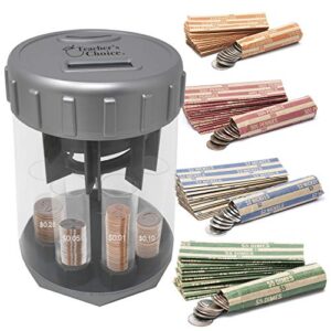 Digital Coin Counter Automatic Coin Sorter - 2020 Version - Digitally Keeps Count of and Automatically Sorts U.S. Coins into Individual Tubes with 20 Coin Wrappers Included