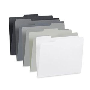 blue summit supplies 100 grayscale file folders, letter size, 1/3 cut tab, modern gray, black, and white folder assortment, great for organizing and easy file storage, 100 per box