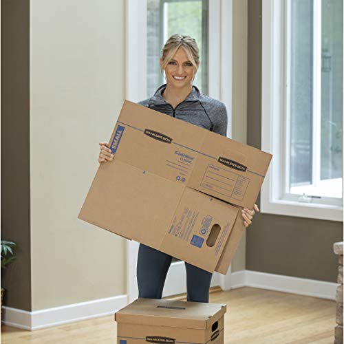 Bankers Box SmoothMove Classic Moving Boxes, Tape-Free Assembly, Easy Carry Handles, Small, 15 x 12 x 10 Inches, 5 Pack (7714902)