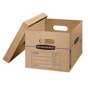 Bankers Box SmoothMove Classic Moving Boxes, Tape-Free Assembly, Easy Carry Handles, Small, 15 x 12 x 10 Inches, 5 Pack (7714902)