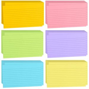 tecmisse 1200 pcs ruled index cards, 3×5 inches colorful index cards, heavy note cards, study cards for school, learning, memo scratch pad, 6 colors