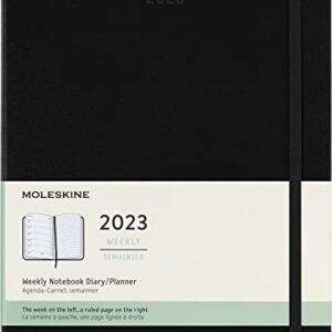 Moleskine 2023 Weekly Notebook Planner, 12M, Extra Large, Black, Hard Cover (7.5 x 10)