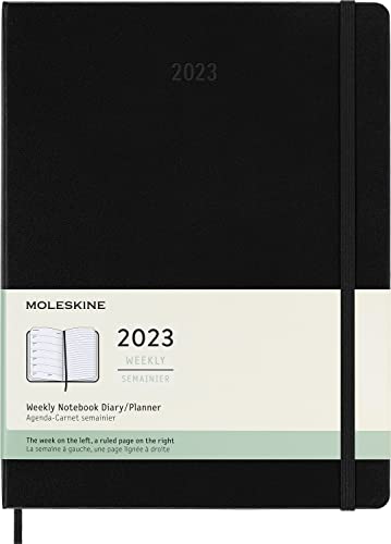 Moleskine 2023 Weekly Notebook Planner, 12M, Extra Large, Black, Hard Cover (7.5 x 10)