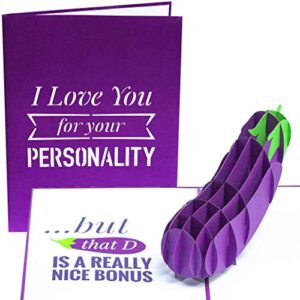 poplife naughty eggplant 3d pop up card – i love you for your personality, but…” inappropriate birthday card, sexy valentine’s day gift, funny card for husband, for boyfriend, fiance