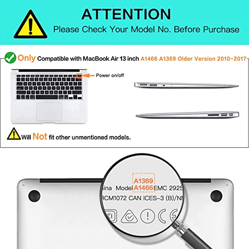 MOSISO Compatible with MacBook Air 13 inch Case (Models: A1369 & A1466, Older Version 2010-2017 Release), Protective Plastic Hard Shell Case & Keyboard Cover & Screen Protector, Black