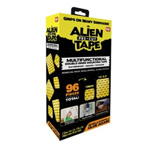 alientape pre cut 96 piece set double sided tape multipurpose removable adhesive transparent grip mounting strips washable strong sticky heavy duty for carpet photo frame poster décor as seen on tv