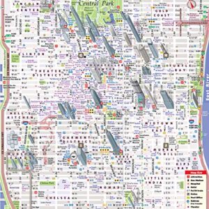 StreetSmart® NYC Map Midtown Edition by Van Dam-Laminated pocket city street map of Manhattan w/ all attractions, museums, sights, hotels, Broadway Theaters & NYC Subway map; 2023 Edition