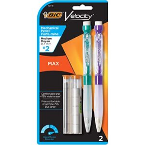 bic velocity max mechanical pencil, medium point (0.7mm), 2-count, black