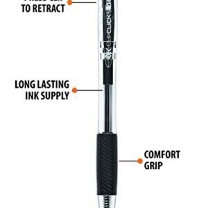 Inc. ClipClicks Retractable Ballpoint Pens - Bulk 1.0-mm Medium-Point Pen Set With Comfort Grip for School, Office, Writing, and Journaling, 50 Count, Black