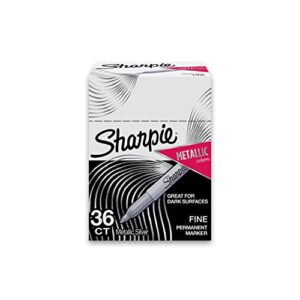 sharpie metallic permanent markers, fine point, metallic silver, 36 count