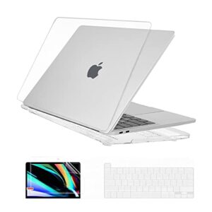 EooCoo Compatible with 2023 2022 M2 MacBook Pro 13 inch Case 2021-2016 Release M1 A2338 A2289 A2251 A2159 A1989 A1706 A1708 Protective Hard Case with Keyboard Cover, Screen Protector - Crystal Clear