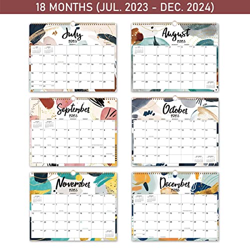 2023-2024 Wall Calendar - 18 Months Calendar from Jul. 2023 - Dec. 2024, 14.8" x 11.6", Twin-Wire Binding, Blank Block with Julian Dates, Perfect for Organizing at Home, School & Office