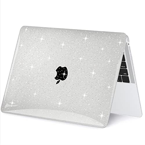 G JGOO Compatible with MacBook Air 13 Inch Case 2022 2021 2020 2019 2018 Release M1 A2337 A2179 A1932 Touch ID, Clear MacBook Air Case, Glitter Hard Shell Case + 2 Keyboard Cover + Screen Protector