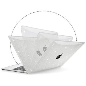 G JGOO Compatible with MacBook Air 13 Inch Case 2022 2021 2020 2019 2018 Release M1 A2337 A2179 A1932 Touch ID, Clear MacBook Air Case, Glitter Hard Shell Case + 2 Keyboard Cover + Screen Protector