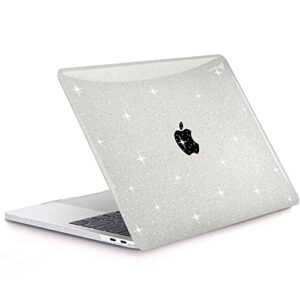 G JGOO Compatible with MacBook Air 13 Inch Case 2022 2021 2020 2019 2018 Release M1 A2337 A2179 A1932 Touch ID, Clear MacBook Air Case, Glitter Hard Shell Case + 2 Keyboard Cover + Screen Protector