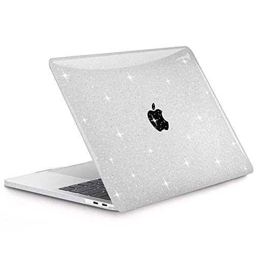 G JGOO Compatible with MacBook Air 13 Inch Case 2022 2021 2020 2019 2018 Release M1 A2337 A2179 A1932 Touch ID, Clear MacBook Air Case, Glitter Hard Shell Case + 2 Keyboard Cover + Screen Protector