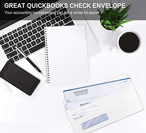 #8 Double Window Security Check Envelopes, No.8 Double Window Bussiness Envelopes Designed for QuickBooks Checks - Computer Printed Checks - 3 5/8 X 8 11/16 (NOT for INVOICES) - 24 LB - 500 Count