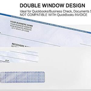 #8 Double Window Security Check Envelopes, No.8 Double Window Bussiness Envelopes Designed for QuickBooks Checks - Computer Printed Checks - 3 5/8 X 8 11/16 (NOT for INVOICES) - 24 LB - 500 Count