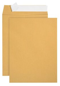 100 9 x 12 self seal golden brown kraft catalog envelopes – designed for secure mailing – oversize strong peel and seal flap with 28 pound kraft paper- 100 envelopes