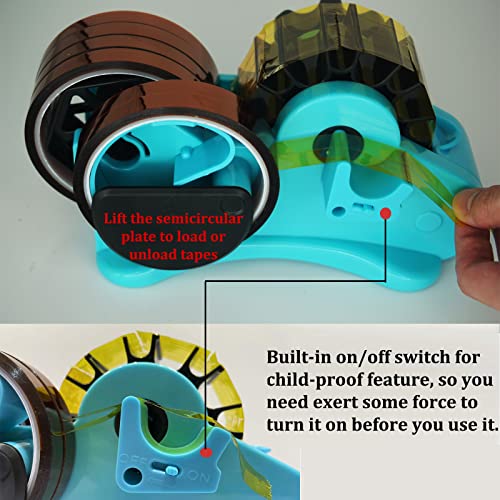 Blue Heat Tape Dispenser Sublimation - Multiple Roll Cut Heat Tape Dispenser to PreCut 1.4'' Pieces for Heat Press/Mug Press Machine, 1+3'' Core, Semi-Automatic Tape Dispenser with Compartment Slots