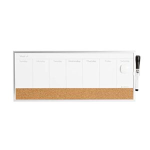 u brands magnetic dry-erase weekly calendar board, 18 x 7.5 inches, silver aluminum frame