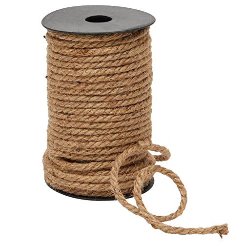 100 Feet Twisted Nautical Rope for Crafts, Thick Hemp Jute Twine, Brown (5mm)