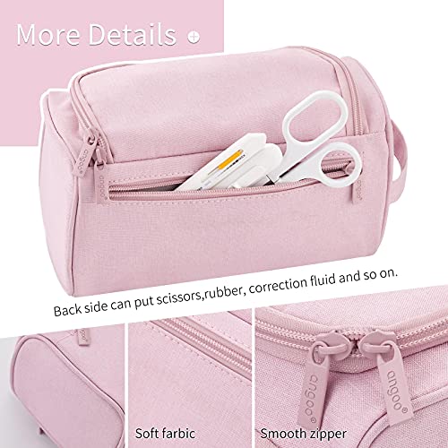 HVOMO Big Capacity Pencil Case High Large Storage Pouch Marker Pen Case Travel Simple Stationery Bag School College Office Organizer for Teens Girls Adults Student（Pink）