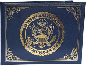 u.s. citizenship and naturalization certificate holder. gold american eagle logo ‘certificate of citizenship’, padded with cover.