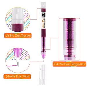 Liquid Ink Rolling Ball Stick Pens, Extra Fine Point (0.5mm) Rollerball Pens, Fine Tip 24-Pack Multicolor Ink Pen for Writing