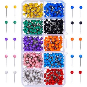 500 pieces map push pins map tacks plastic round head tacks with steel points, 1/8 inch, 10 colors