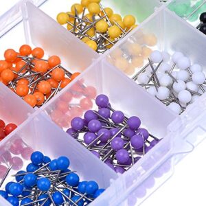 500 Pieces Map Push Pins Map Tacks Plastic Round Head Tacks with Steel Points, 1/8 Inch, 10 Colors