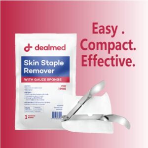 Dealmed Sterile Staple Removal Kit, Includes Staple Remover and Gauze Sponge, Staple Removal Tool Single-Use Kit, Ideal for Hospitals and Clinics (1 Kit)