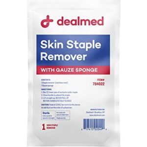 Dealmed Sterile Staple Removal Kit, Includes Staple Remover and Gauze Sponge, Staple Removal Tool Single-Use Kit, Ideal for Hospitals and Clinics (1 Kit)