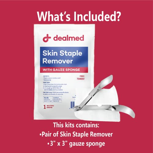 Dealmed Sterile Staple Removal Kit, Includes Staple Remover and Gauze Sponge, Staple Removal Tool Single-Use Kit, Ideal for Hospitals and Clinics (1 Kit)