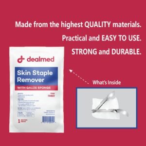 Dealmed Sterile Staple Removal Kit, Includes Staple Remover and Gauze Sponge, Staple Removal Tool Single-Use Kit, Ideal for Hospitals and Clinics (1 Kit)