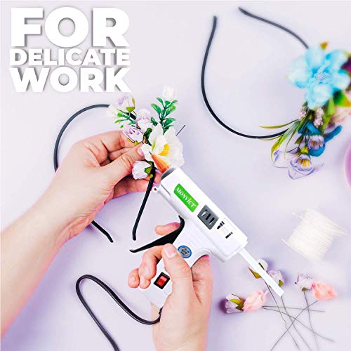 Hot Glue Gun, MONVICT 40W Mini Glue Gun Kit with Fine Tip & 30 Glue Sticks, Hot Glue Guns with Suction Cups Stand & Anti Stick Silicone Mat, On/Off Switch Design for DIY, Crafts, Home School Project