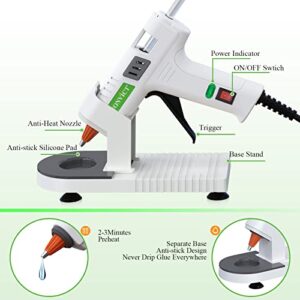 Hot Glue Gun, MONVICT 40W Mini Glue Gun Kit with Fine Tip & 30 Glue Sticks, Hot Glue Guns with Suction Cups Stand & Anti Stick Silicone Mat, On/Off Switch Design for DIY, Crafts, Home School Project