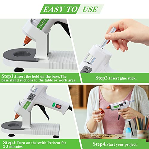 Hot Glue Gun, MONVICT 40W Mini Glue Gun Kit with Fine Tip & 30 Glue Sticks, Hot Glue Guns with Suction Cups Stand & Anti Stick Silicone Mat, On/Off Switch Design for DIY, Crafts, Home School Project