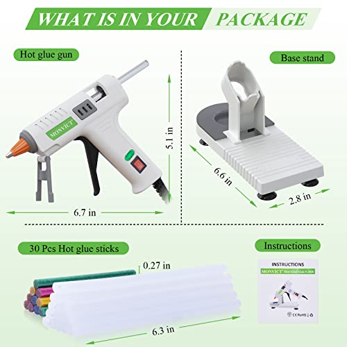 Hot Glue Gun, MONVICT 40W Mini Glue Gun Kit with Fine Tip & 30 Glue Sticks, Hot Glue Guns with Suction Cups Stand & Anti Stick Silicone Mat, On/Off Switch Design for DIY, Crafts, Home School Project