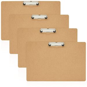 juvale 4 pack extra large 11×17 clipboards, horizontal wooden lap boards with low profile clip for drawing, sketching, art supplies (3mm thick)