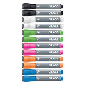 u brands magnetic liquid glass markers, bullet tip, assorted colors, 12 count