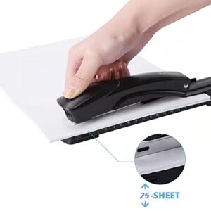 Craftinova Long Reach Stapler,Include 2000 Staples. Full Strip，20-25 Sheet Capacity,with Built-in Ruler and Adjustable Locking Paper Guide, Black