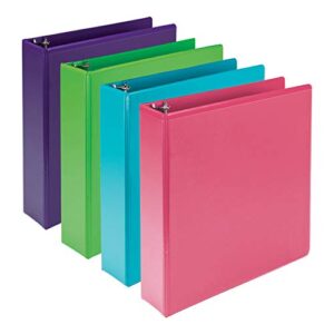 samsill plant based durable 2 inch 3 ring binders, made in the usa, fashion clear view binders, up to 25% plant based plastic, assorted 4 pack (mp48669)