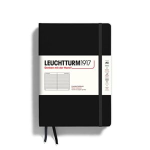 LEUCHTTURM1917 - Medium A5 Ruled Hardcover Notebook (Black) - 251 Numbered Pages