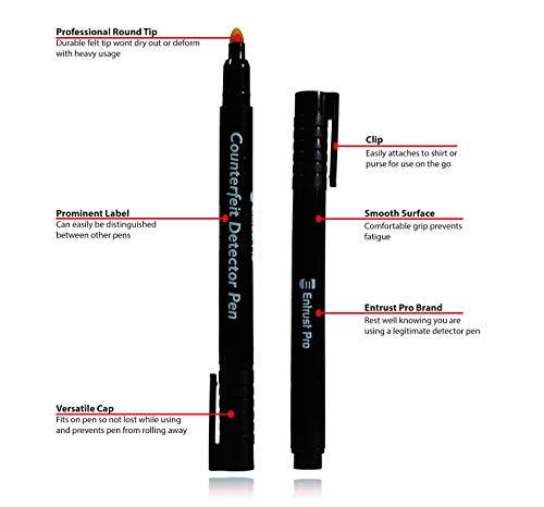 5-Pack Counterfeit Pens - Fake Money Detector Markers from Entrust Pro